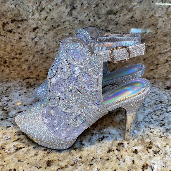 Rhinestone Sequin BLINGED Out Heels Wedding, Party, Prom, New Year! Size 10 - Picture 2 of 12